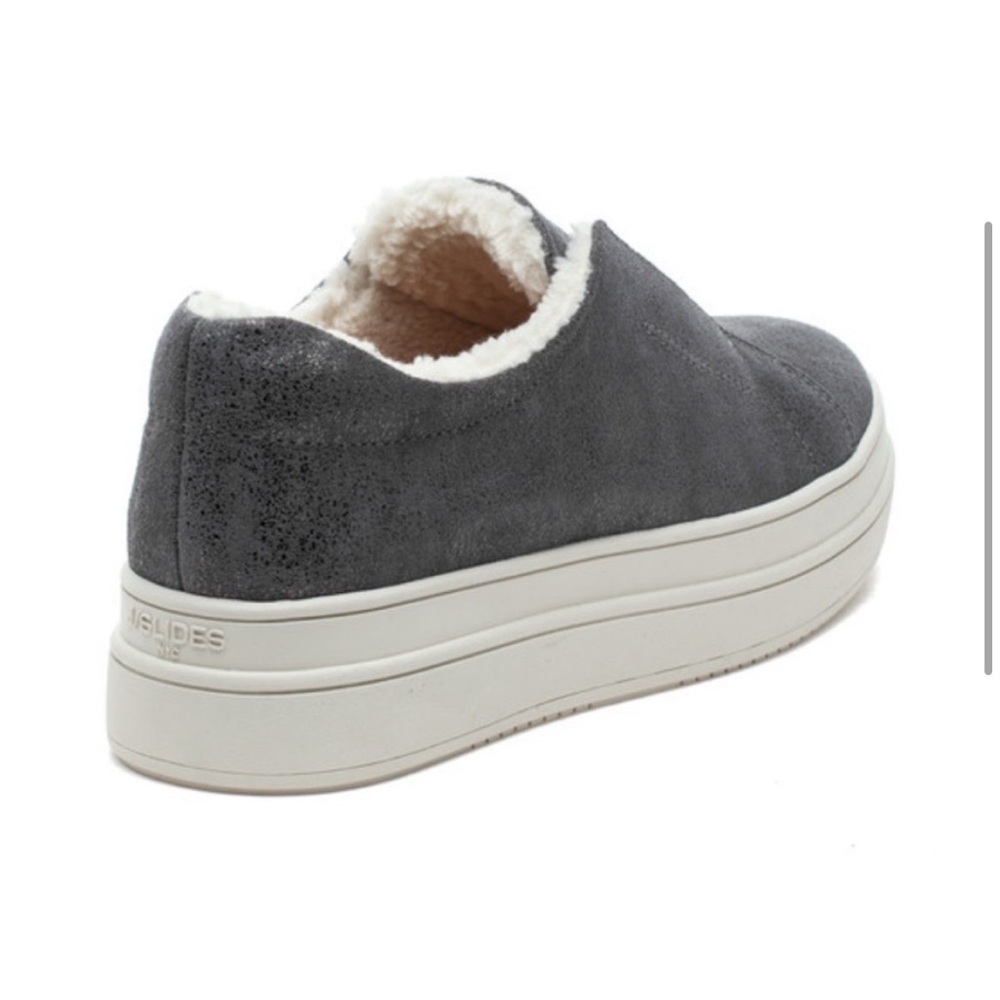 NWT J/SLIDES NADA Pewter Metallic Leather Sneaker - Picture 3 of 15